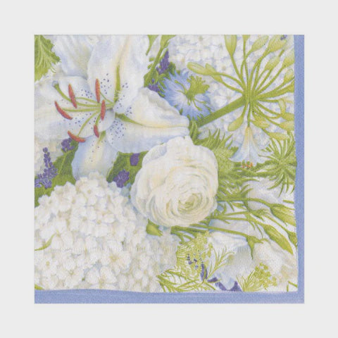 WHITE BLOOMS LUNCHEON NAPKIN