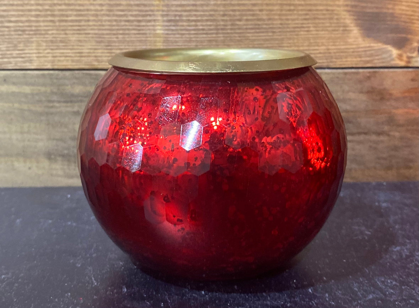 RED MERCURY GLASS CANDLE HOLDER