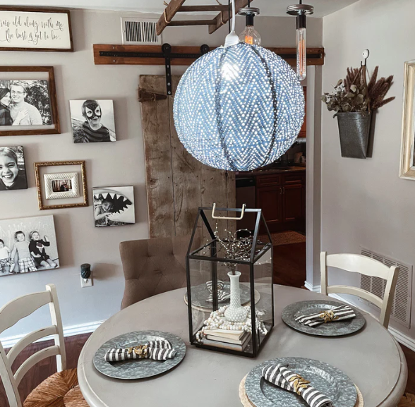 STELLA NOVA GLOBE PENDANT LIGHT IN CHEVRON PEARL