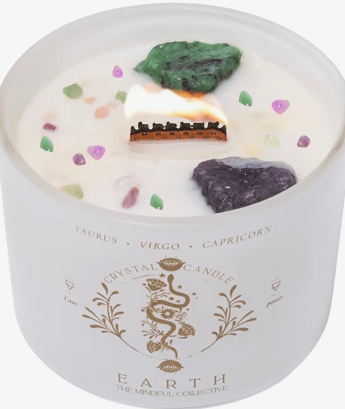 Earth Element Crystal Candle- Taurus, Virgo & Capricorn
