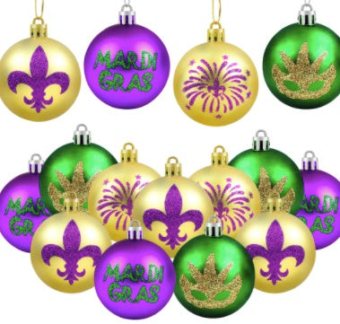 PURPLE AND GOLD MARDI GRAS ORNAMENT