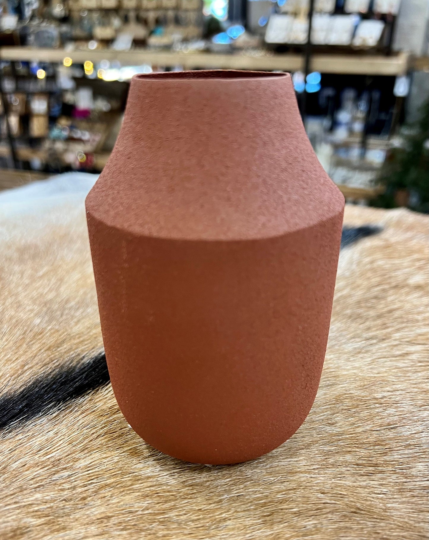 5" ORANGE MATTE METAL VASE