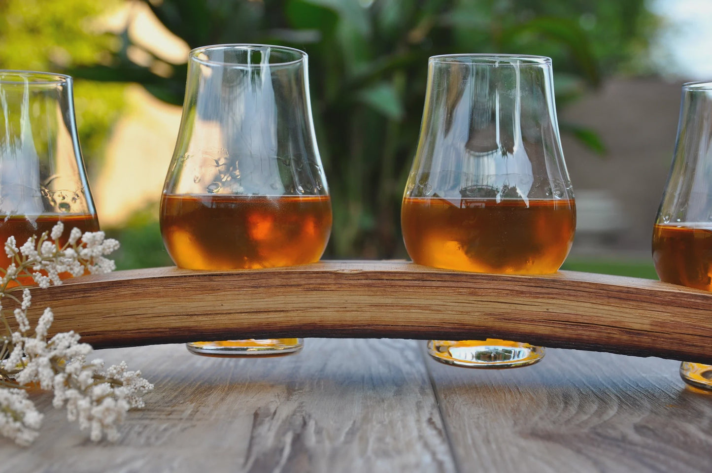 WHISKEY BARREL STAVE FLIGHT STAND