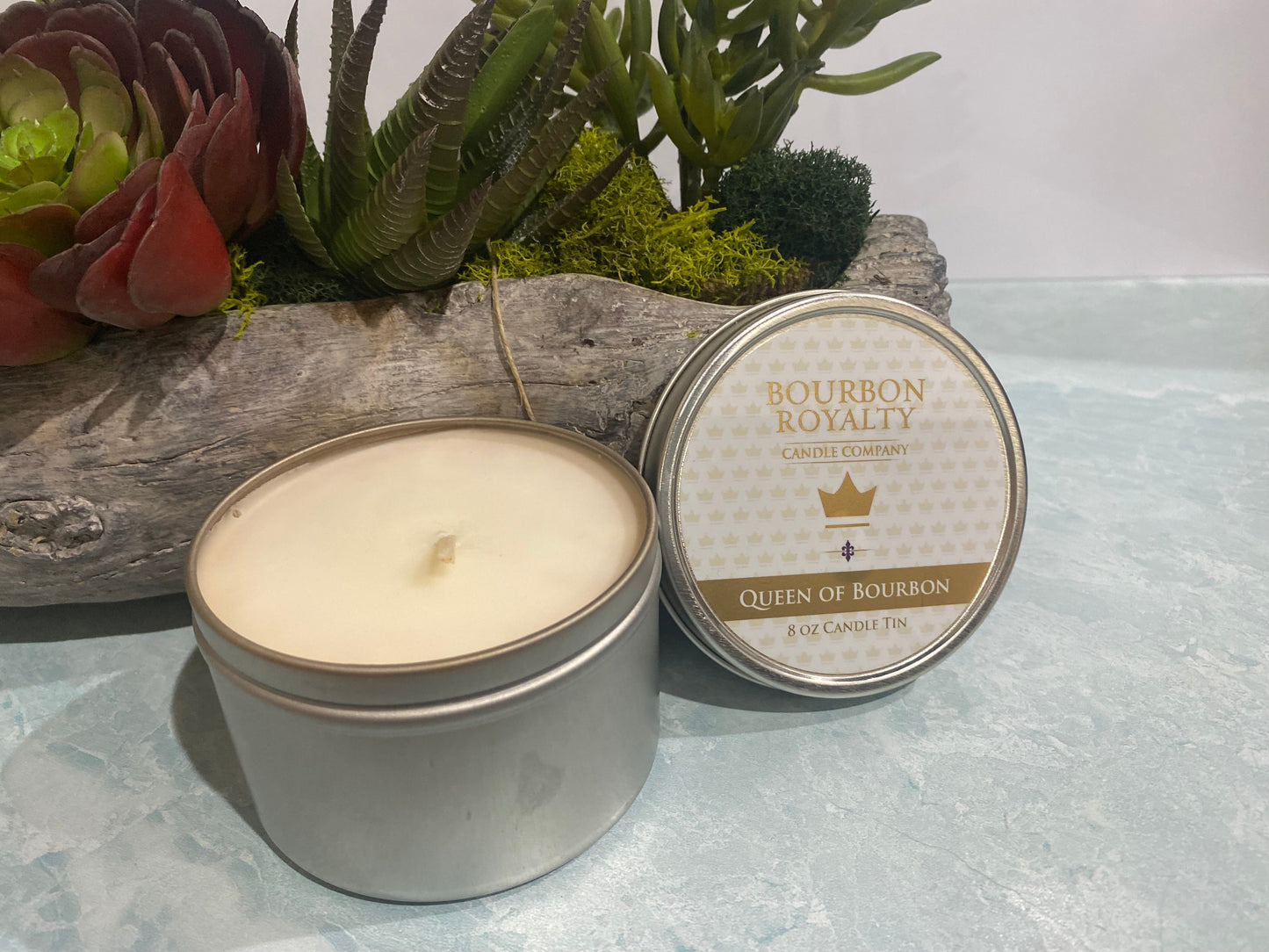 BOURBON ROYALTY TRAVEL TIN 8 OZ CANDLE