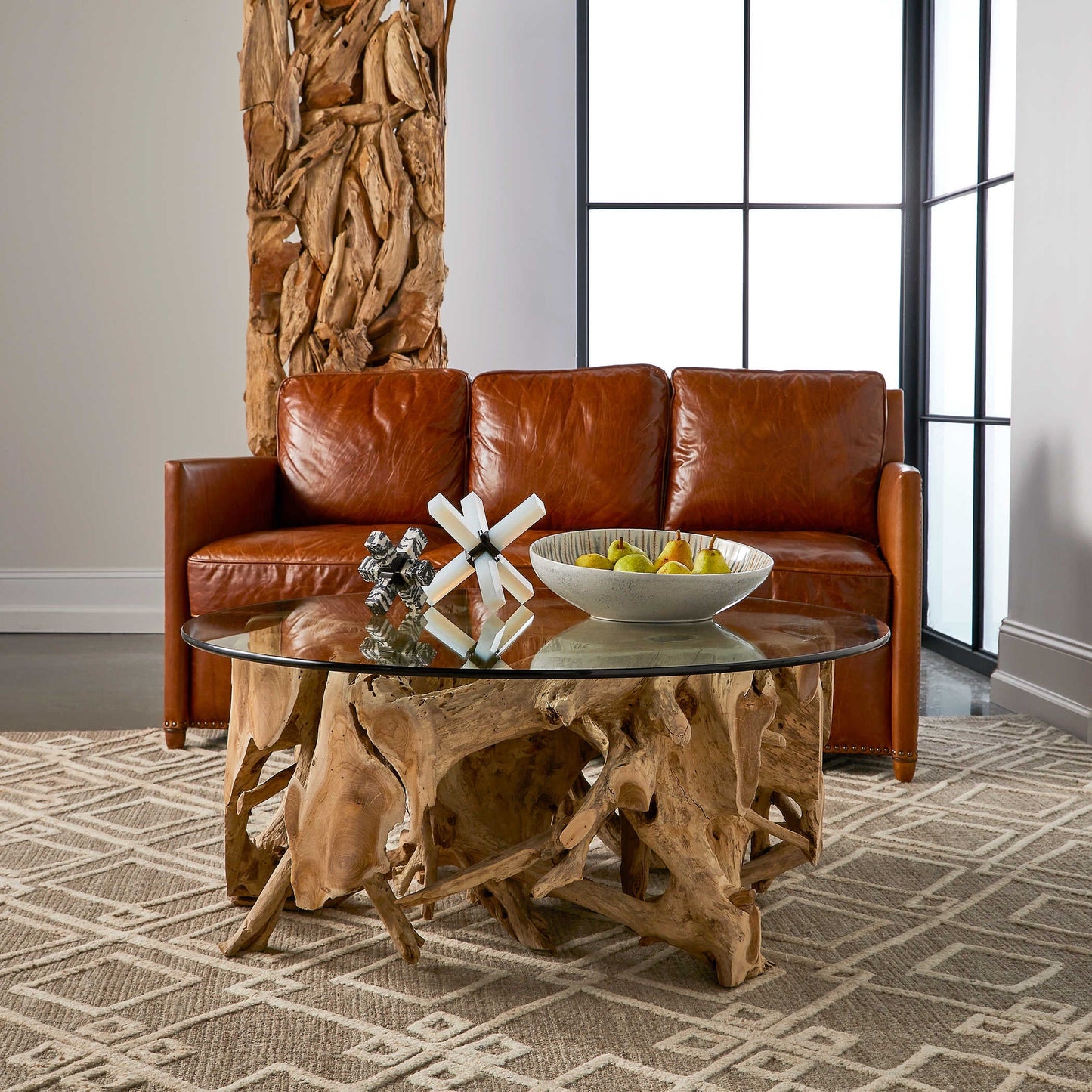 CENTER TEAK ROOT ROUND COFFEE TABLE