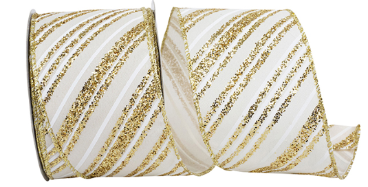 2.5X10 GOLD DIAGONAL GLITTER RIBBON