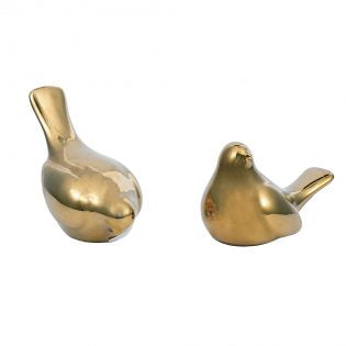 SET OF 2 SHINY GOLD BIRDS