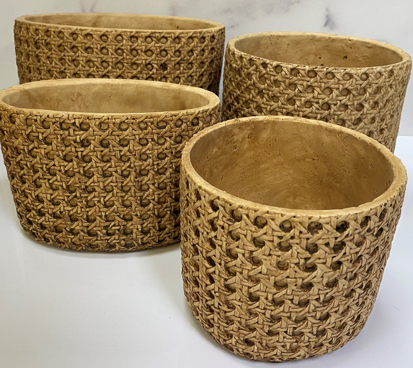 BASKETWEAVE CEMENT PLANTERS