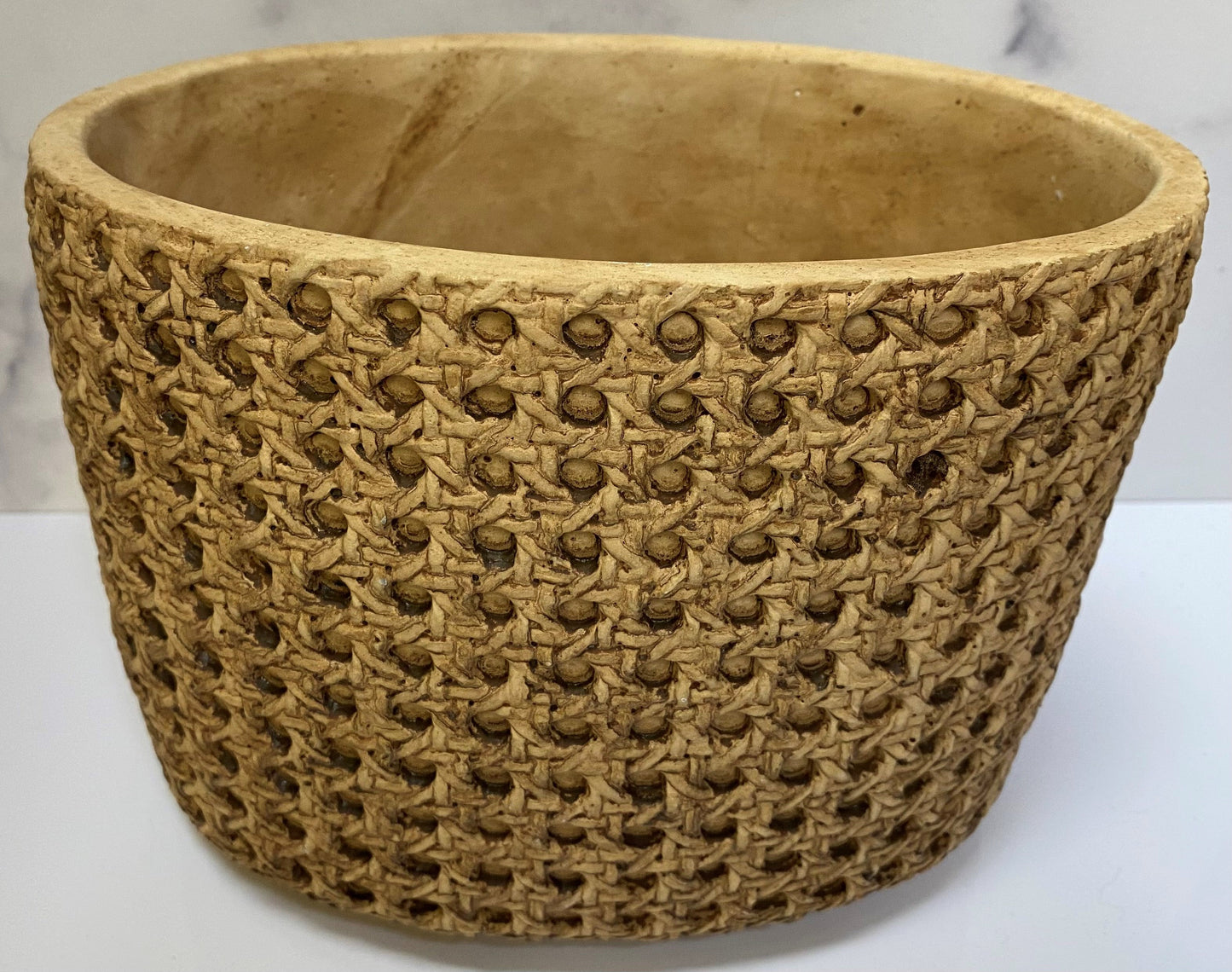 BASKETWEAVE CEMENT PLANTERS