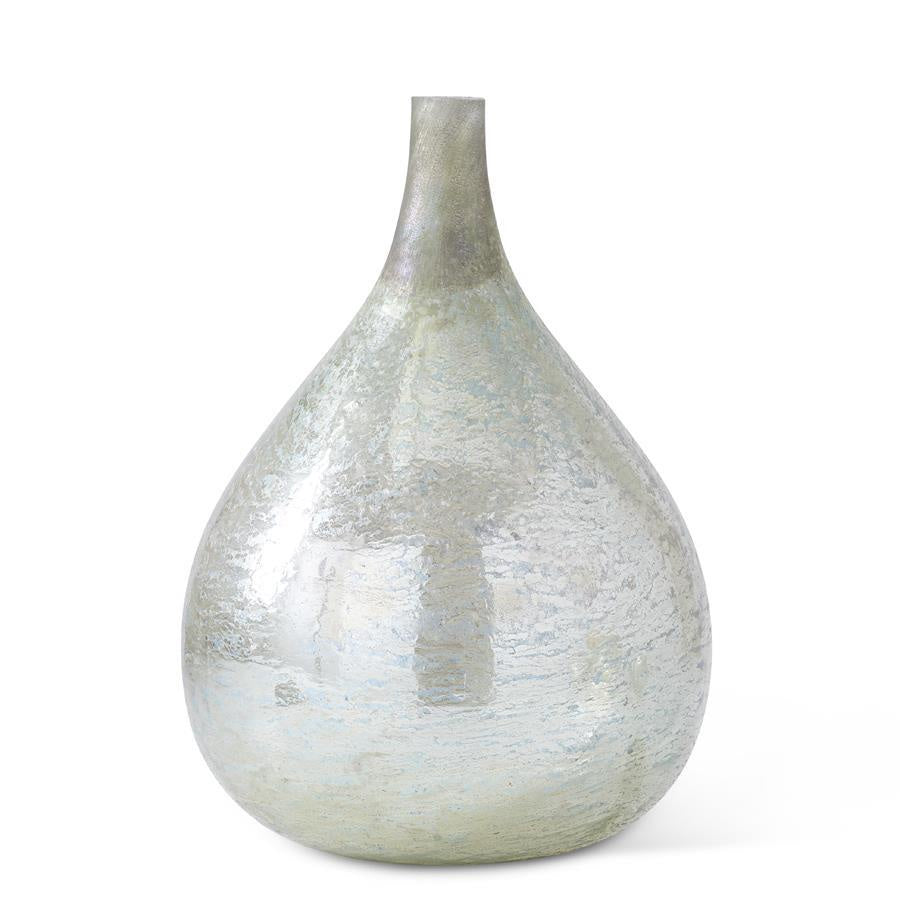 19" ANTIQUE LIGHT GREEN/AQUA LONG NECK VASE