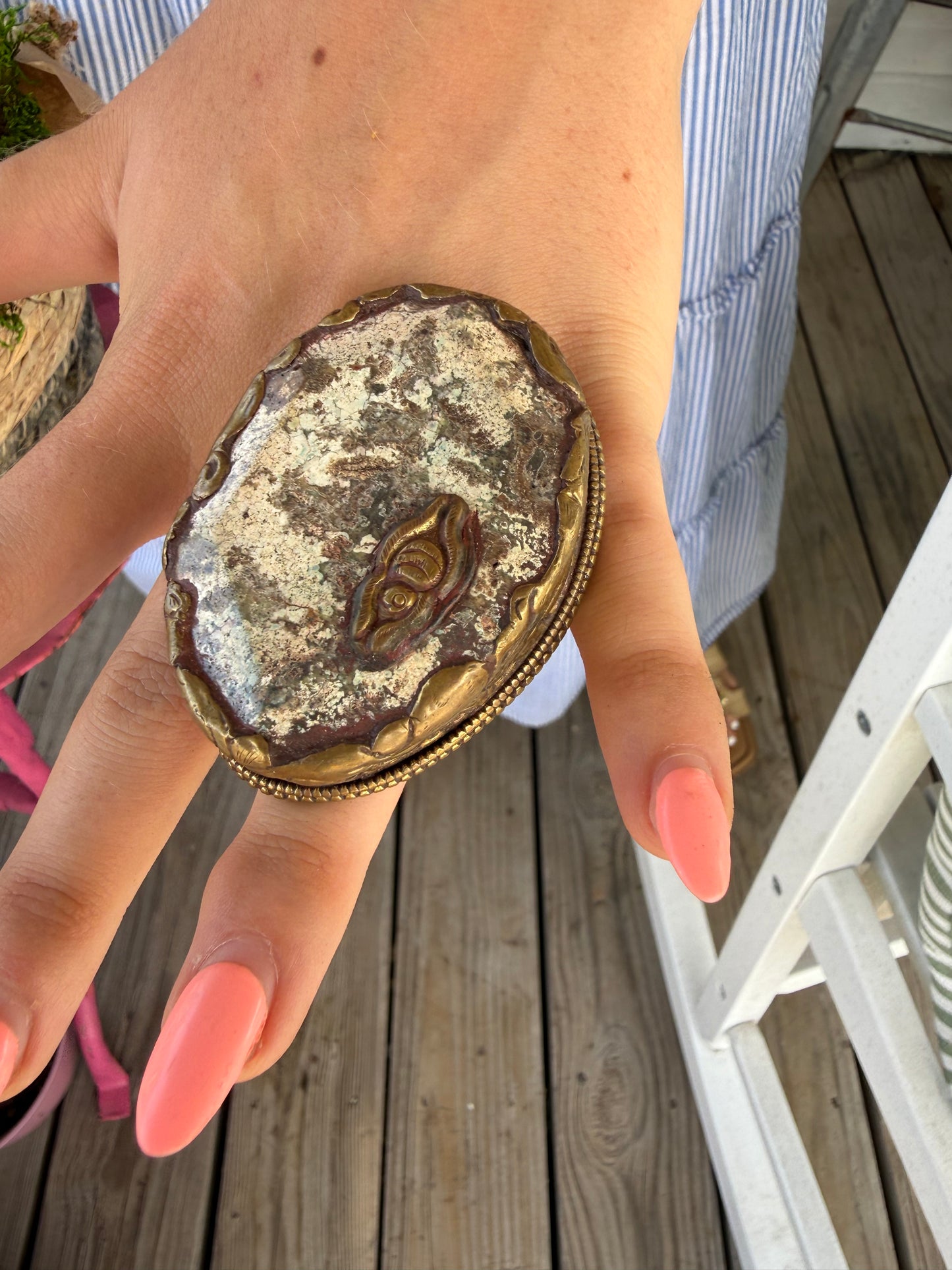 Hand Carved Bone and Agate Rings
