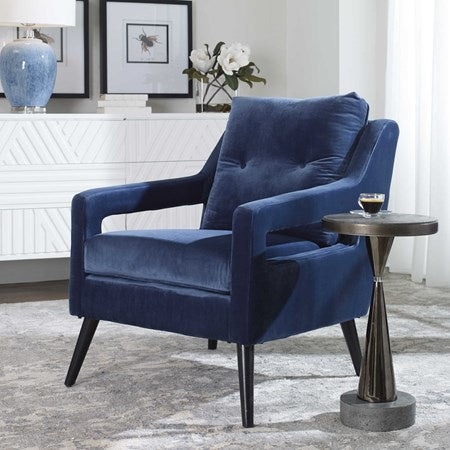 NAVY BLUE VELVET ARMCHAIR