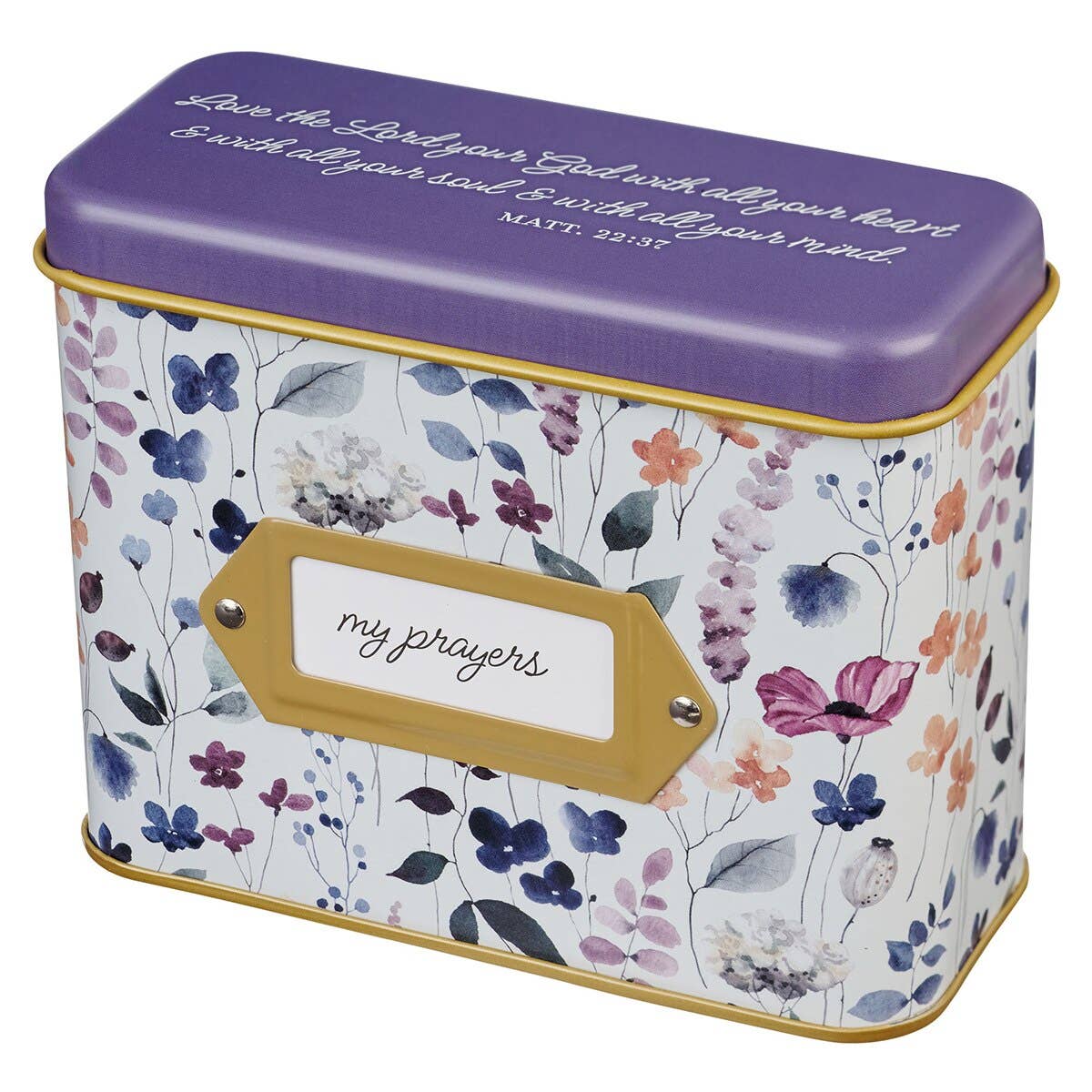 Cards In Tin Multi-floral My Prayers Matthew 22:37