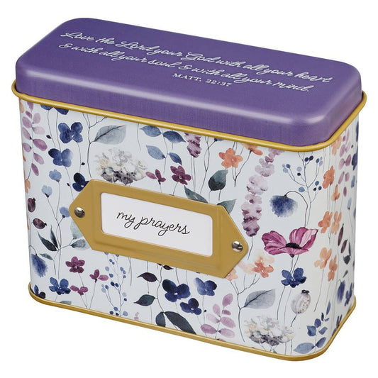 Cards In Tin Multi-floral My Prayers Matthew 22:37