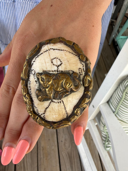 Hand Carved Bone and Agate Rings