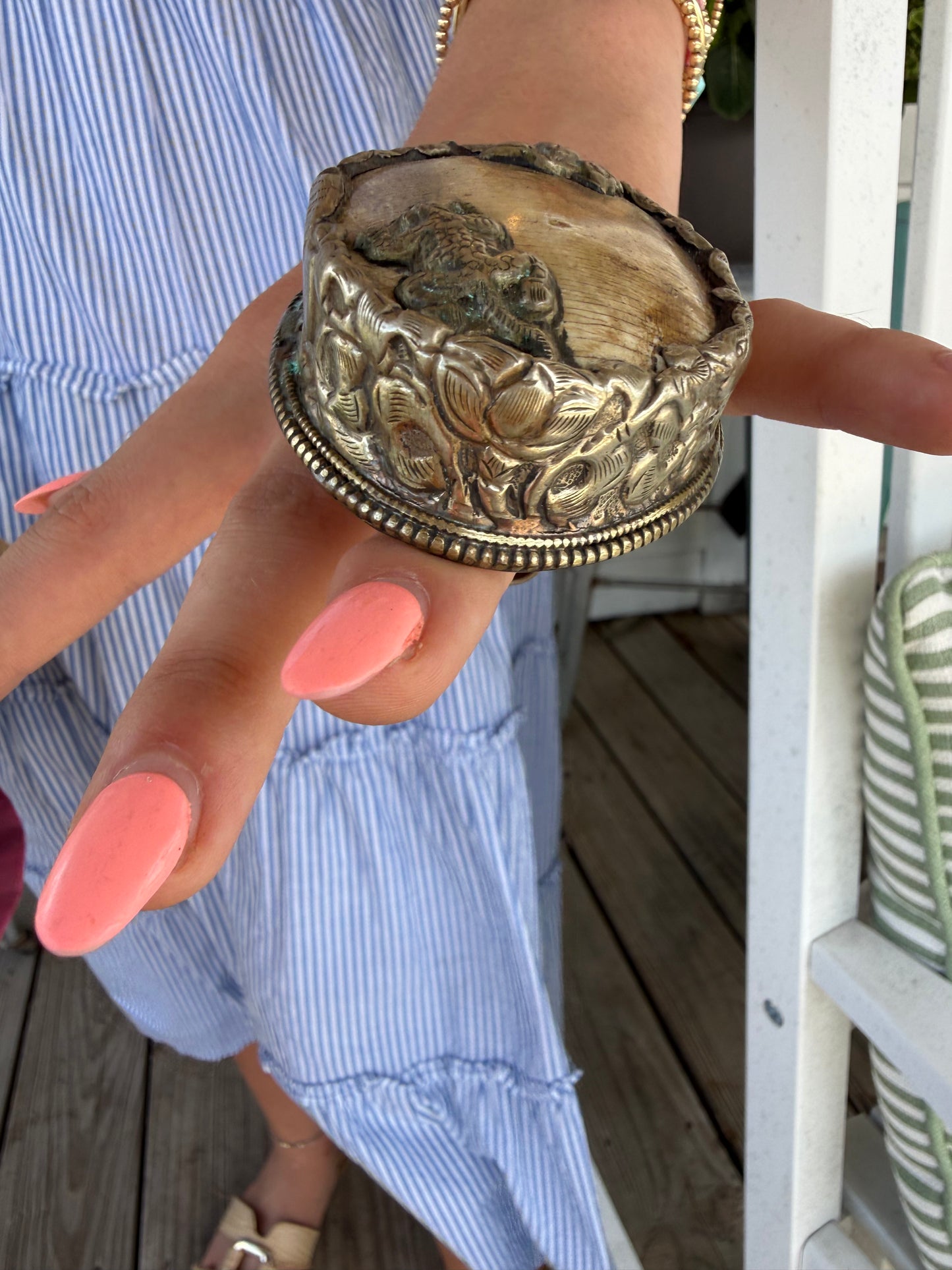 Hand Carved Bone and Agate Rings