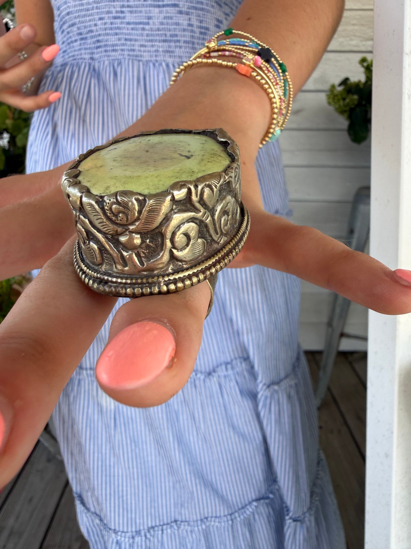 Hand Carved Bone and Agate Rings