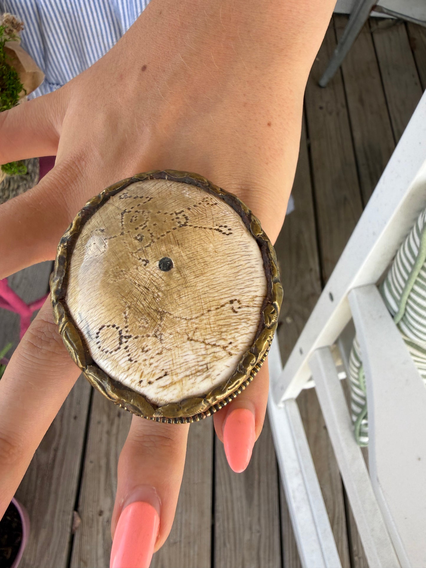 Hand Carved Bone and Agate Rings