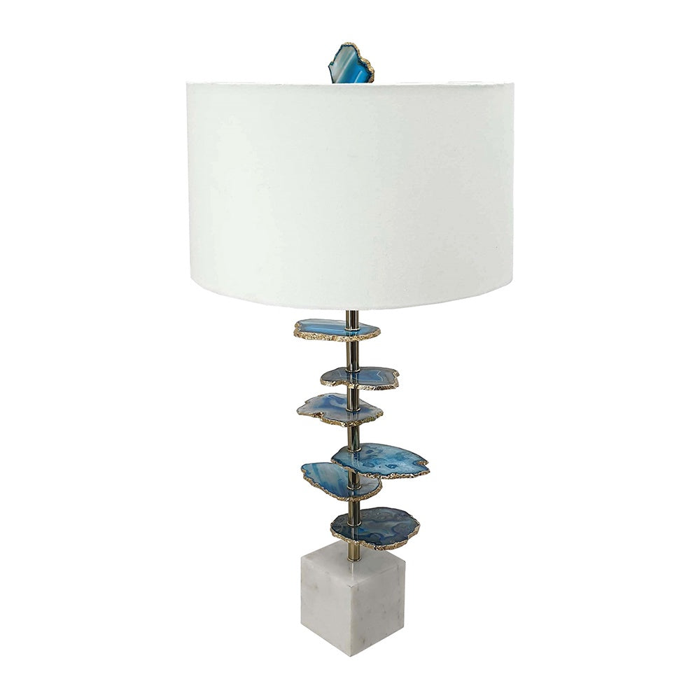 GIBRALTAR AGATE SLICE LAMP ON MARBLE BASE