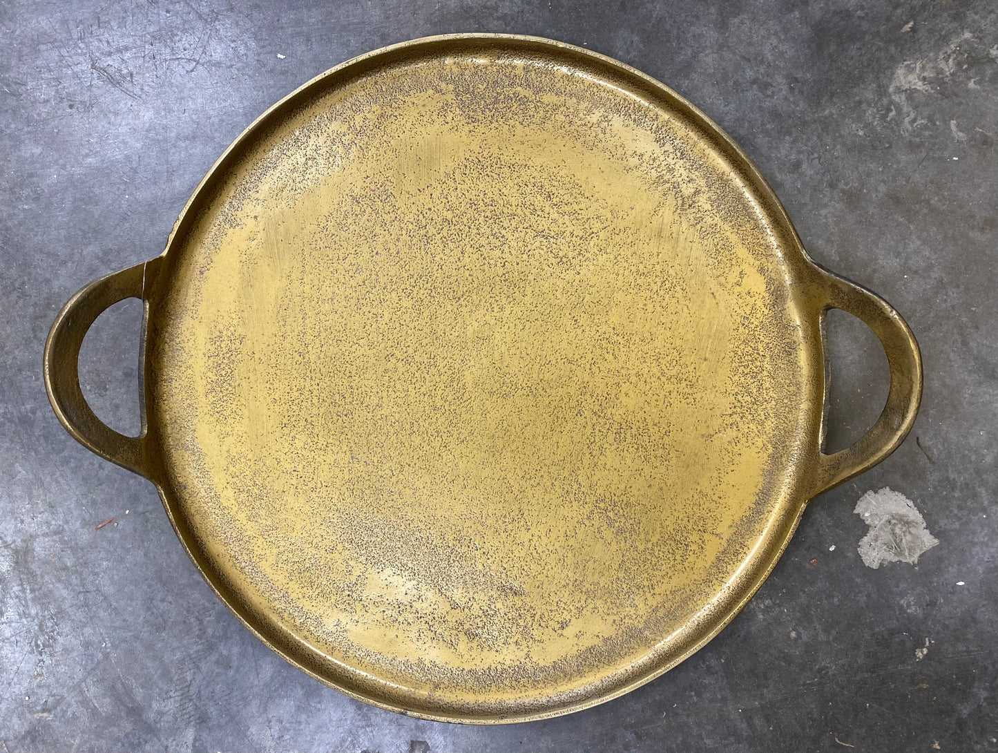 DISTRESSED GOLD TRAY WITH HANDLES
