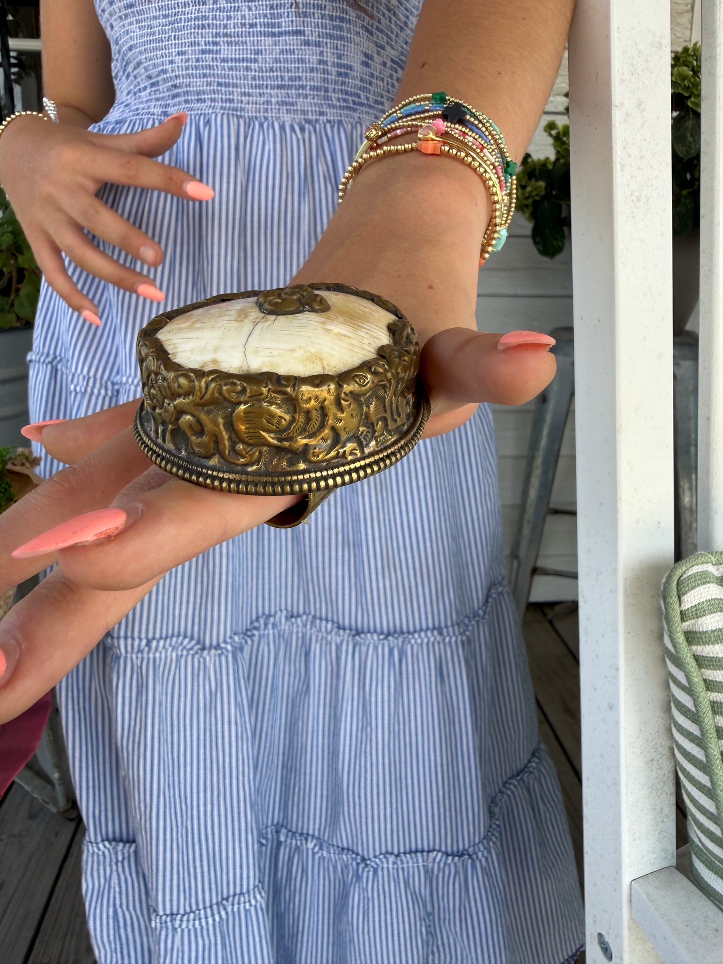 Hand Carved Bone and Agate Rings