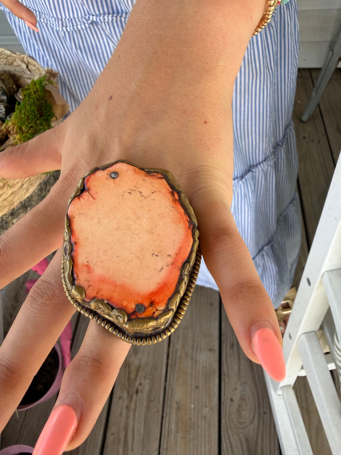 Hand Carved Bone and Agate Rings