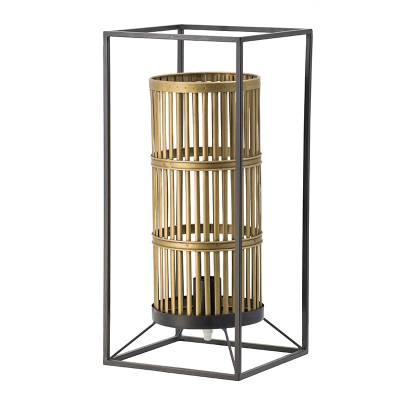 BRASS & METAL LANTERN TABLE LAMP