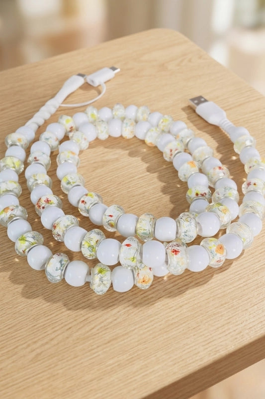 Alexa's White Floral Beaded Charger