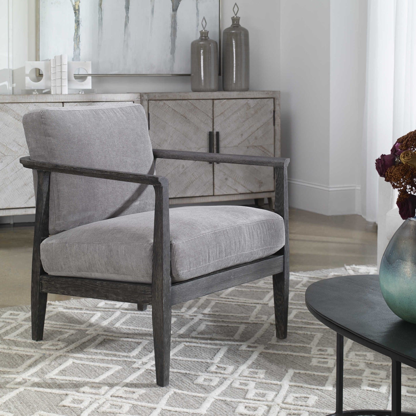 BRUNEL OAK WOOD ACCENT CHAIR