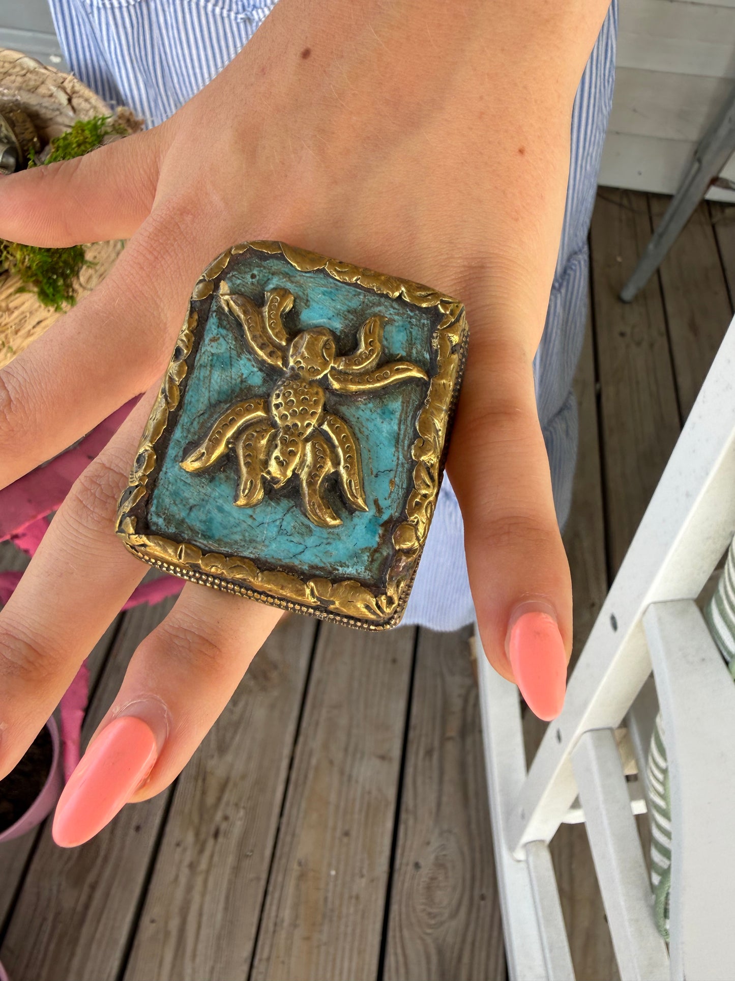 Hand Carved Bone and Agate Rings