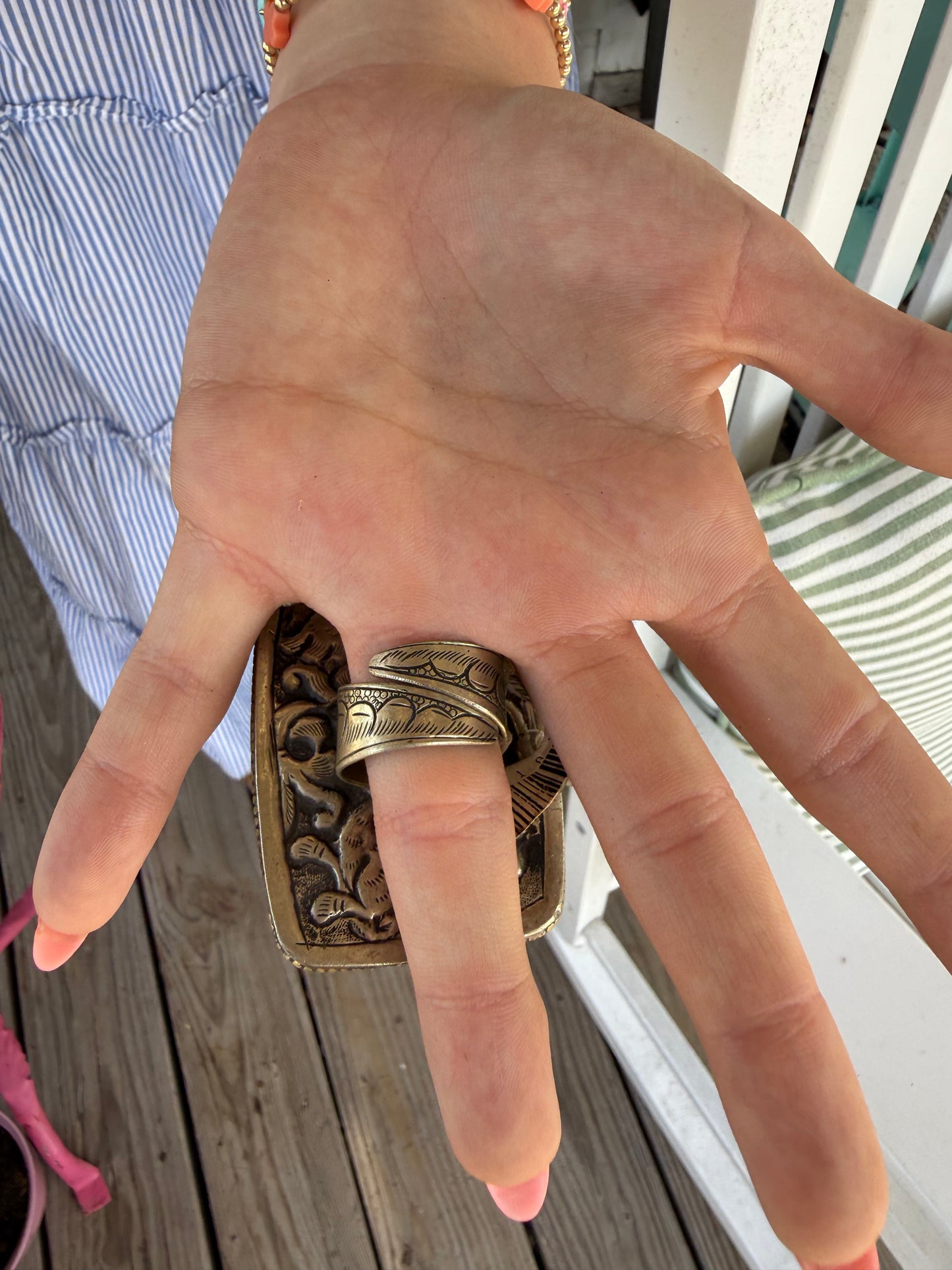 Hand Carved Bone and Agate Rings
