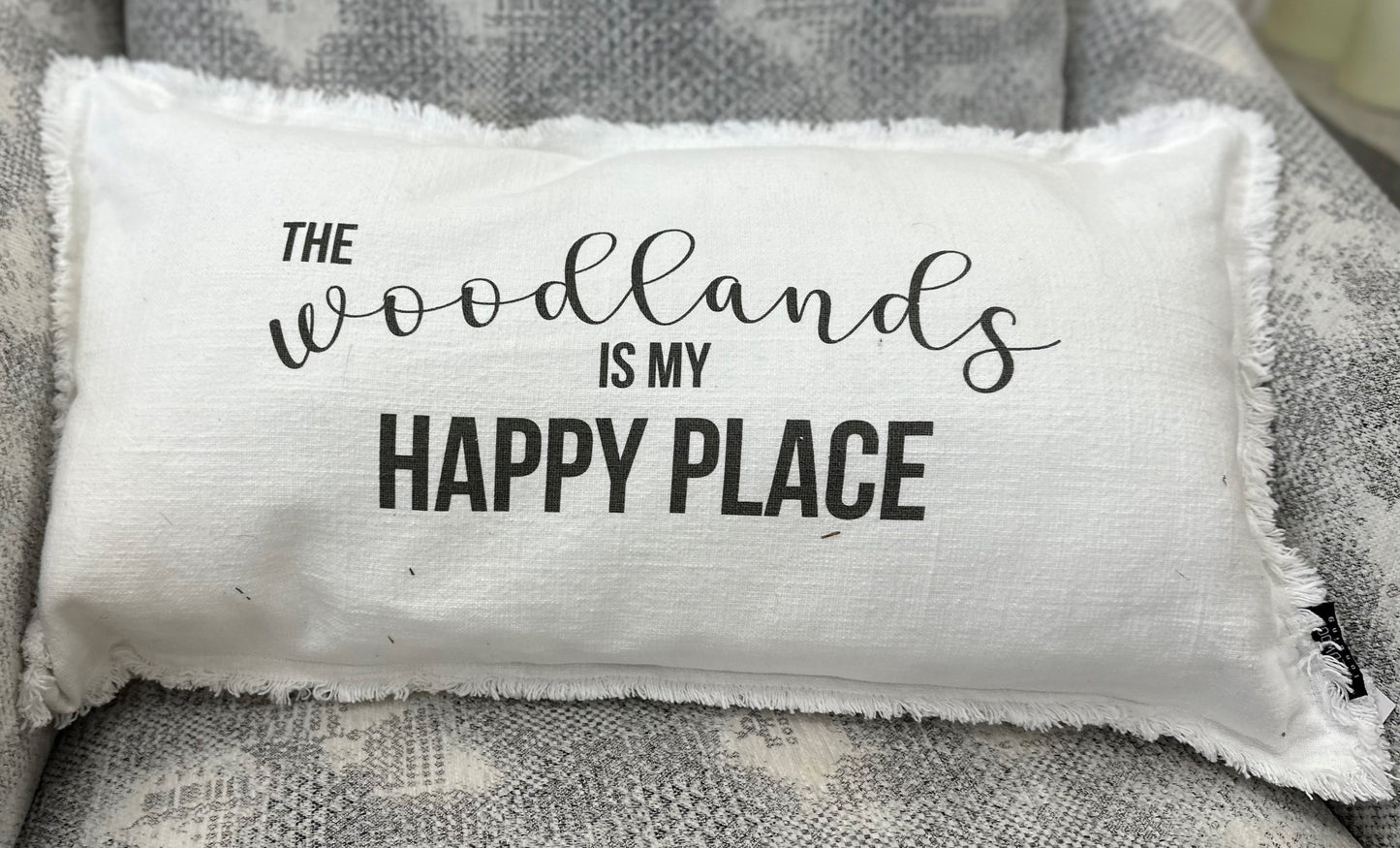 WOODLANDS HAPPY PLACE LUMBAR WHITE FRINGE
