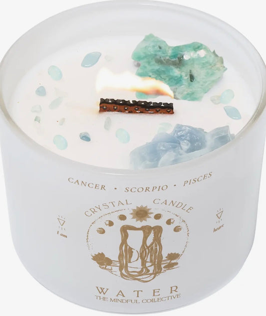 Water Element Crystal Candle- Pisces, Cancer & Scorpio