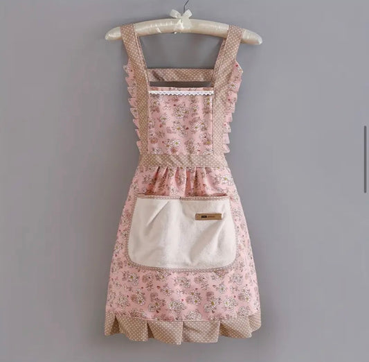 Floral Design Canvas Apron