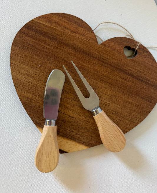 Heart Cheese Board w/Knives