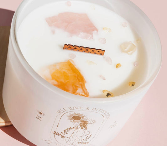 Self Love & Intention Crystal Candle