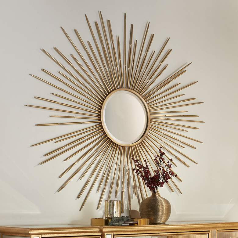 GOLDEN RAYS GOLD SUNBURST ROUND MIRROR