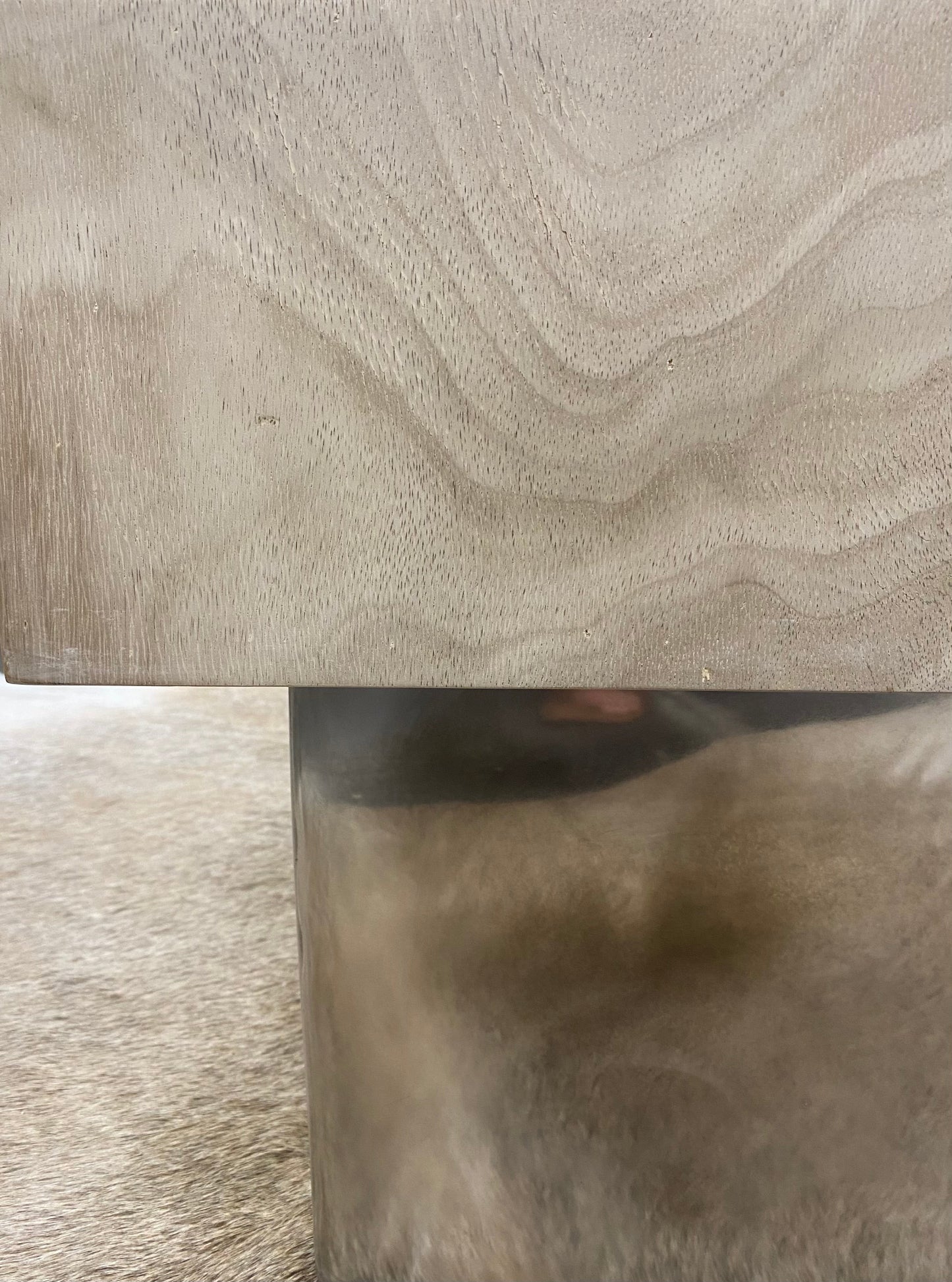 BLEACHED MILPA WOOD TOP WITH STEEL BASE COFFEE TABLE