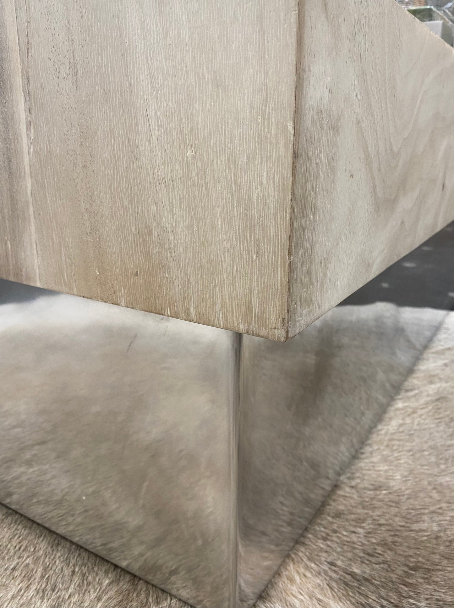 BLEACHED MILPA WOOD TOP WITH STEEL BASE COFFEE TABLE