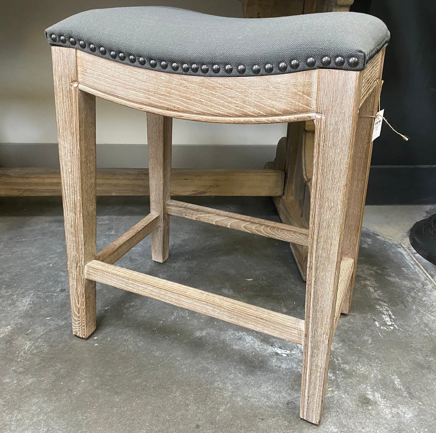 EPHRAM WASHED OAK 24" COUNTER STOOL GREY DENIM