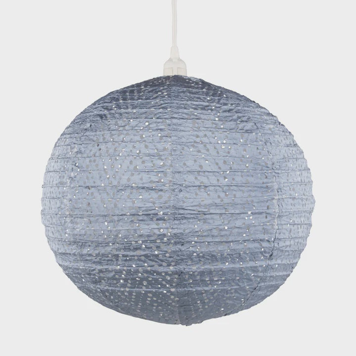STELLA NOVA GLOBE PENDANT LIGHT IN BLUE CHEVRON