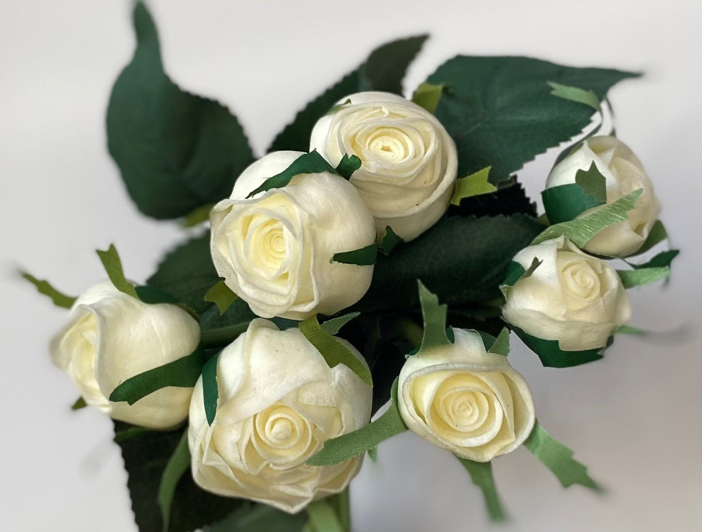 10" WHITE REAL TOUCH CABBAGE ROSE BUNDLE