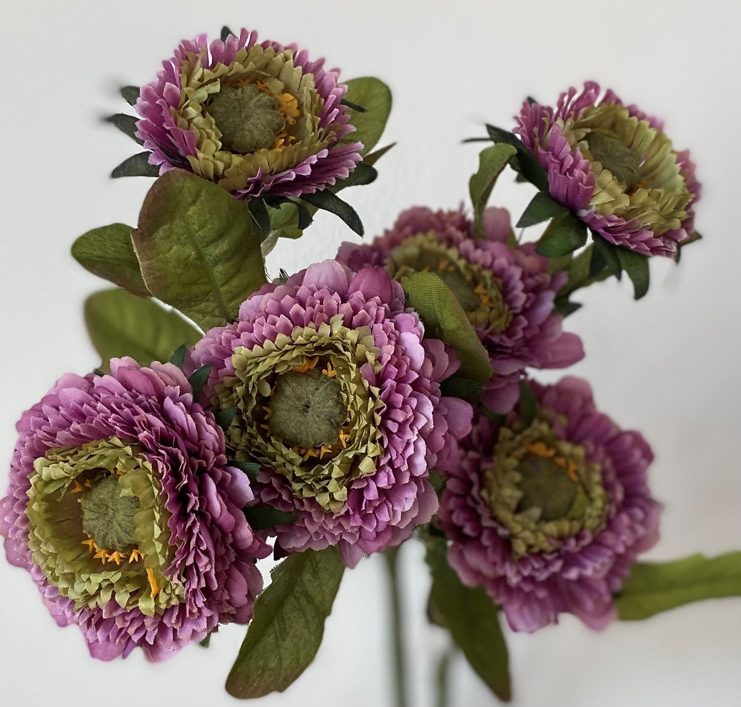 24" TRIPLE HEAD PURPLE ZINNIA STEM
