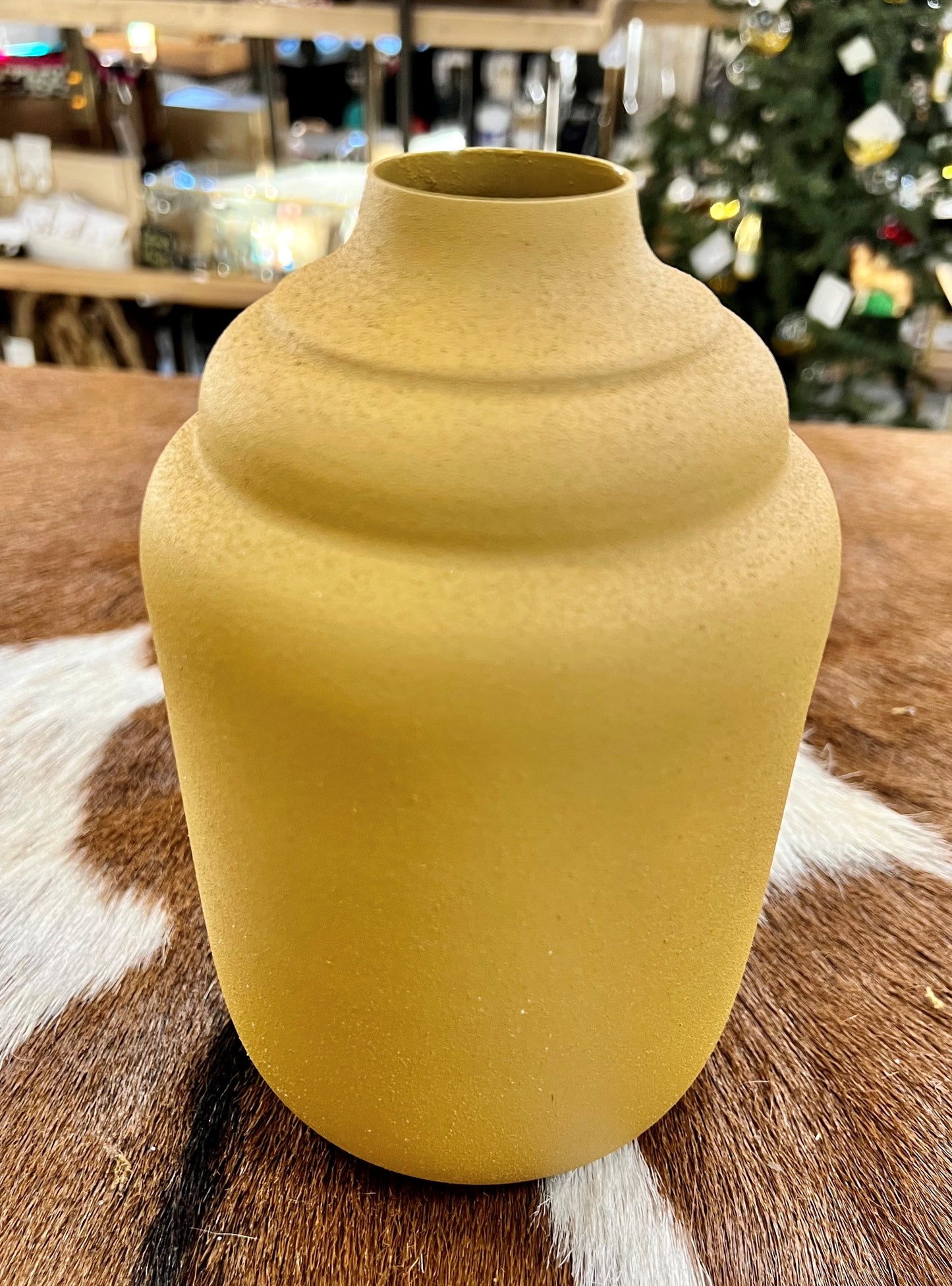8" MUSTARD MATTE METAL VASE