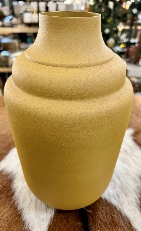 11.5" MUSTARD MATTE METAL VASE