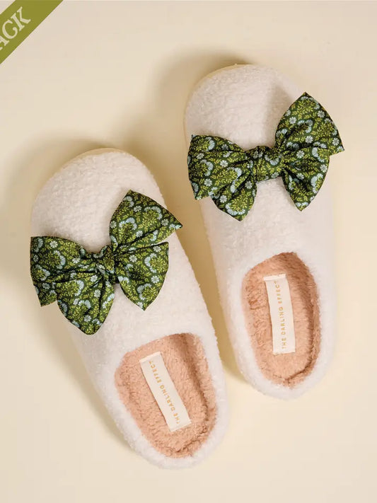 The Slumber Party Slipper - Forest Green Floral
