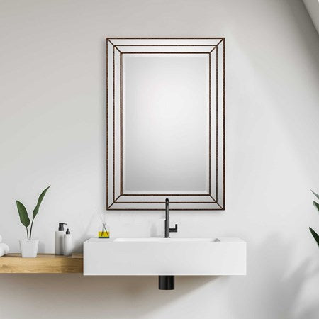GROOVED MIRROR IN BRONZE